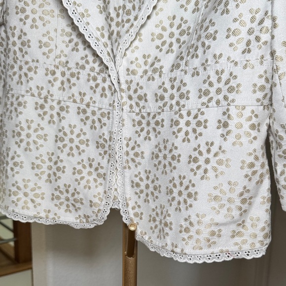 Alex Marie White & Gold Floral Textured Blazer Jacket Women’s Size 12 - Picture 4 of 13